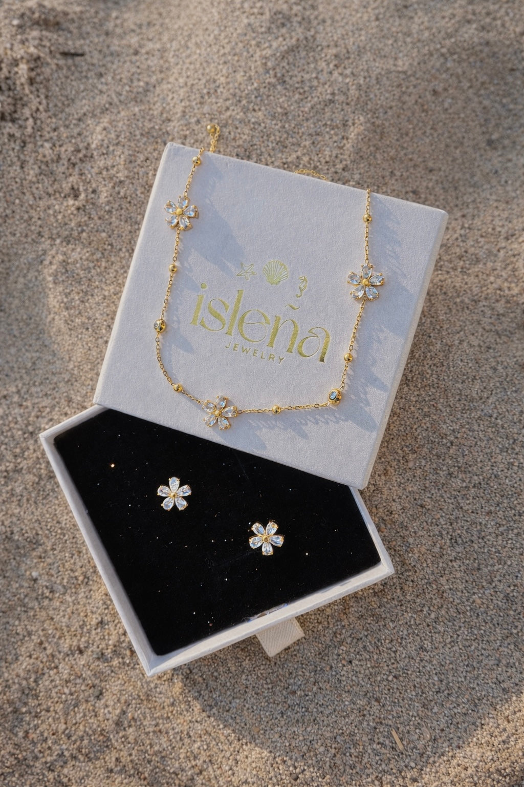 Gold Petals Necklace and Earrings